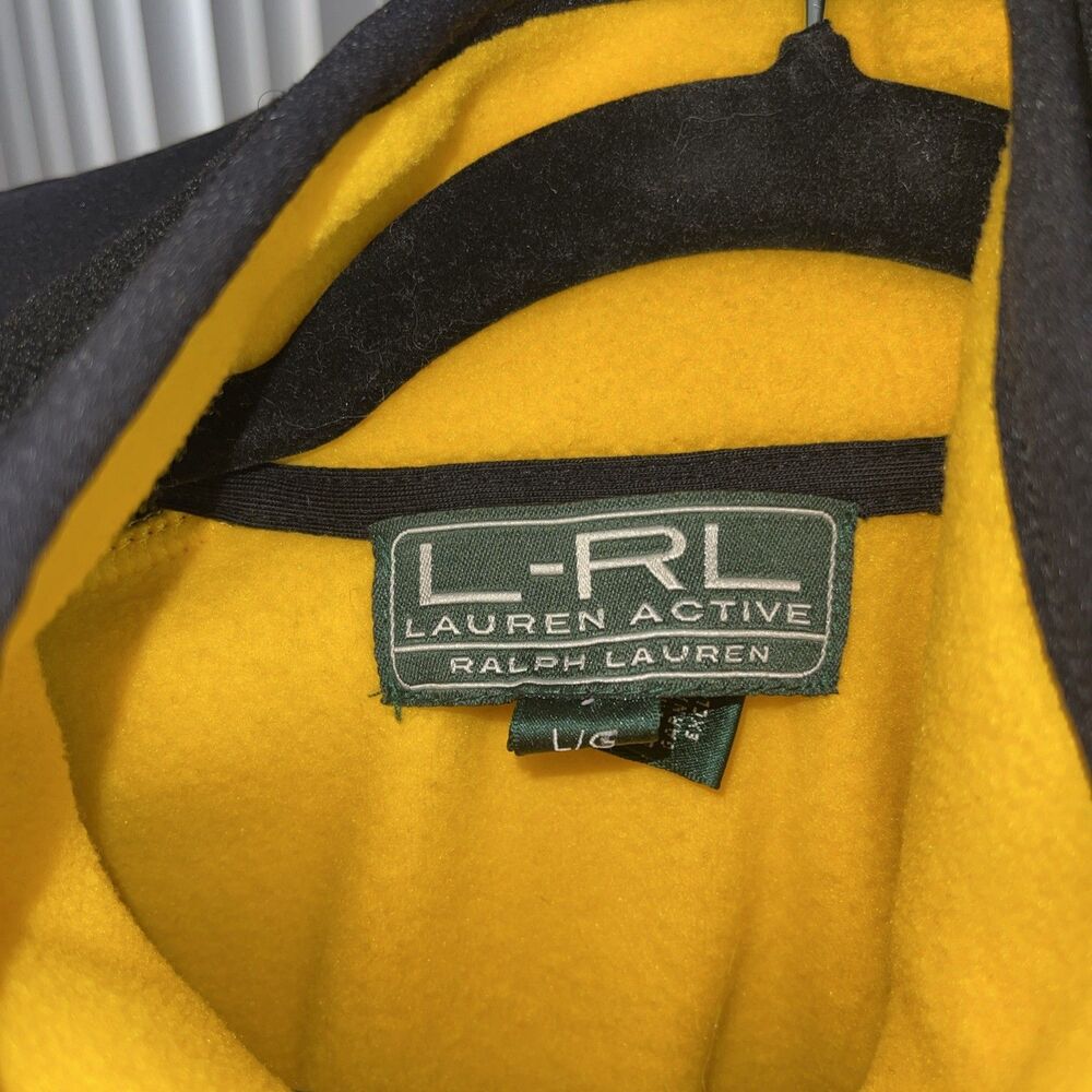 Ralph Lauren LRL Active Women's Fleece Jacket Size L Full Zip Yellow Black - Picture 3 of 7